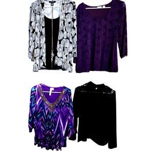 Women's Large 12 14 Tops Shirts Blouses Wholesale Bulk Lot of 4 L